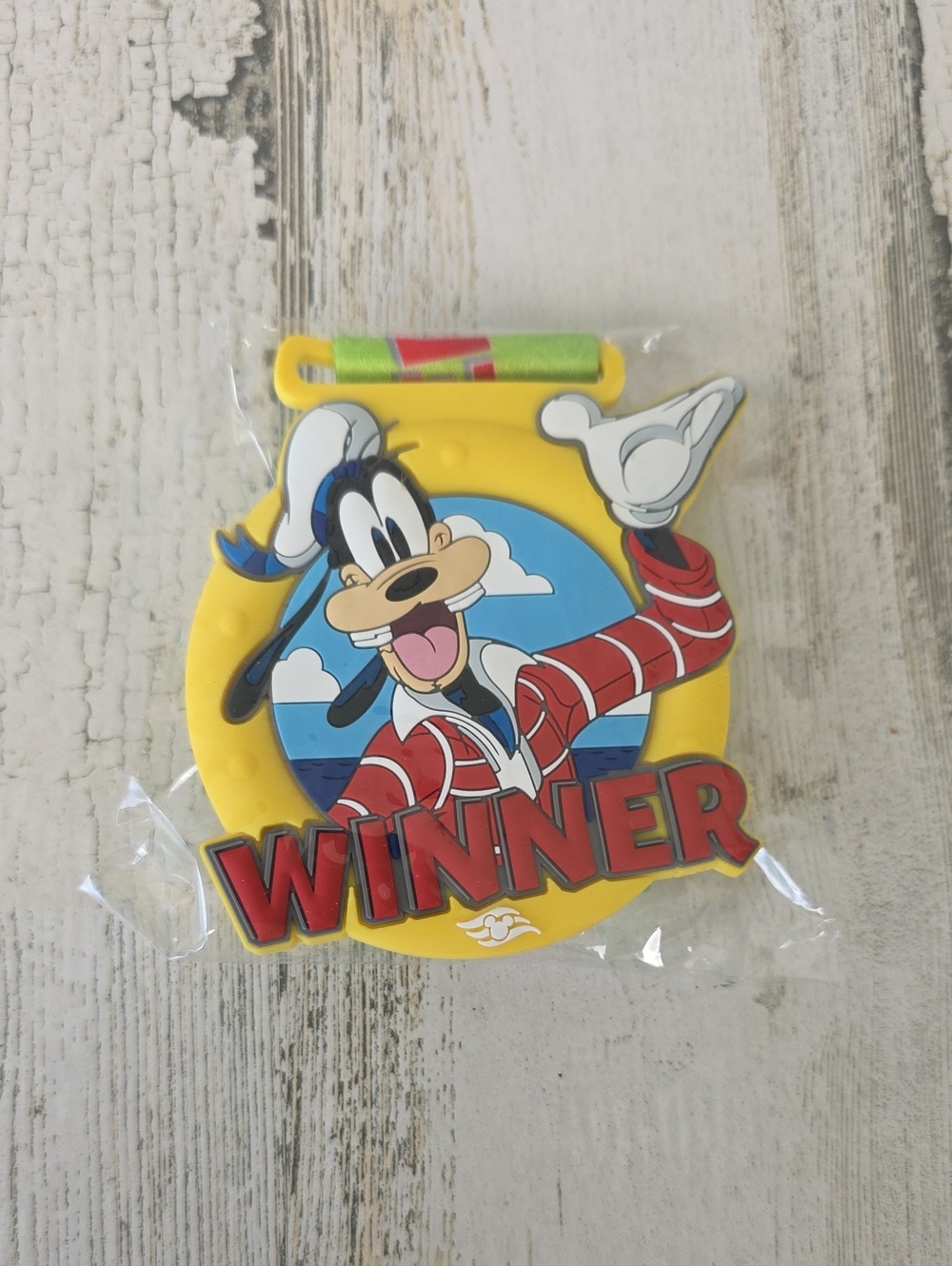 Disney Cruise Line Goofy Winner Rubber Medal Lanyard Green NEW